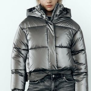 Zara Metallic Puffer Jacket NEW